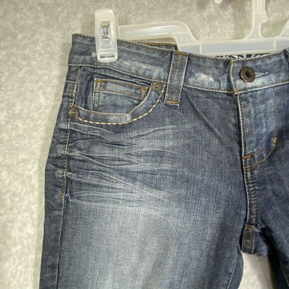 Guess Jeans Womens Size 30 Flirty Straight Stretch Ripped Distressed Whiskering - Picture 5 of 16